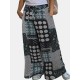 Printed Patchwork Wide Legged Side Pockets Elastic Pants For Women Printed Patchwork Wide Legged Side Pockets Elastic Pants For Women