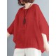 Solid Round Neck Bat Sleeve Casual Blouse Solid Round Neck Bat Sleeve Casual Blouse