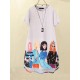 Cartoon Girls Graphic Pocket Short Sleeve Button Dress Cartoon Girls Graphic Pocket Short Sleeve Button Dress