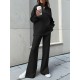 Women Turtleneck Solid Color Ankle Length Zipper Elastic Waist Two Piece Sets Women Turtleneck Solid Color Ankle Length Zipper Elastic Waist Two Piece Sets