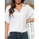 Solid Lapel Half Sleeve Casual Blouse Solid Lapel Half Sleeve Casual Blouse