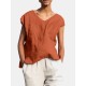 Solid Pocket Slit V neck Short Sleeve Casual Blouse Solid Pocket Slit V neck Short Sleeve Casual Blouse