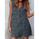Leisure Calico Button Pocket Sleeveless V Neck Cotton Romper Leisure Calico Button Pocket Sleeveless V Neck Cotton Romper