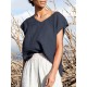 Solid Pocket Slit V neck Short Sleeve Casual Blouse Solid Pocket Slit V neck Short Sleeve Casual Blouse