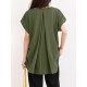 Solid Ruched Short Sleeve V Neck Casual Blouse Solid Ruched Short Sleeve V Neck Casual Blouse