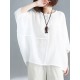 Solid Round Neck Bat Sleeve Casual Blouse Solid Round Neck Bat Sleeve Casual Blouse