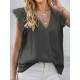 Solid Lace Patchwork V Neck Casual Blouse Solid Lace Patchwork V Neck Casual Blouse