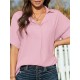 Solid Lapel Half Sleeve Casual Blouse Solid Lapel Half Sleeve Casual Blouse