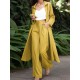 Solid Pocket Button Lapel Long Sleeve Two Pieces Set Women Solid Pocket Button Lapel Long Sleeve Two Pieces Set Women