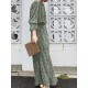 Geo Print Long Sleeve Slit Side Crew Neck Maxi Dress Geo Print Long Sleeve Slit Side Crew Neck Maxi Dress