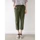 Leisure Solid Drawstring Pocket Cotton Casual Pants Leisure Solid Drawstring Pocket Cotton Casual Pants