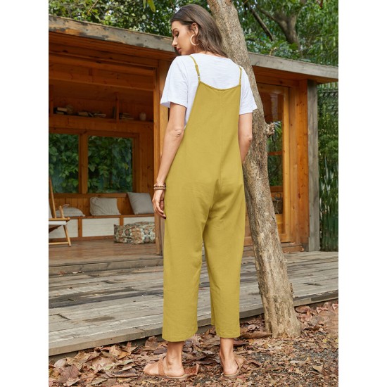 Pocket Solid Loose Fit Brief Summer Jumpsuit Pocket Solid Loose Fit Brief Summer Jumpsuit