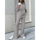 Women Turtleneck Solid Color Ankle Length Zipper Elastic Waist Two Piece Sets Women Turtleneck Solid Color Ankle Length Zipper Elastic Waist Two Piece Sets