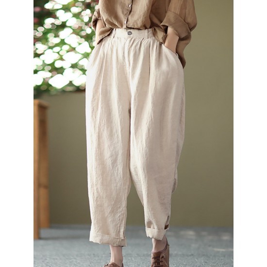 Leisure Solid Cotton Pocket Casual Cotton Pants Leisure Solid Cotton Pocket Casual Cotton Pants