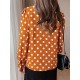 Polka Dot Contrast Color Lapel Button Long Sleeve Casual Shirt Polka Dot Contrast Color Lapel Button Long Sleeve Casual Shirt