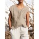 Solid Pocket Slit V neck Short Sleeve Casual Blouse Solid Pocket Slit V neck Short Sleeve Casual Blouse