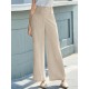 Solid Pocket Button Wide Leg High Waist Casual Pants Solid Pocket Button Wide Leg High Waist Casual Pants