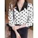 Polka Dot Contrast Color Lapel Button Long Sleeve Casual Shirt Polka Dot Contrast Color Lapel Button Long Sleeve Casual Shirt