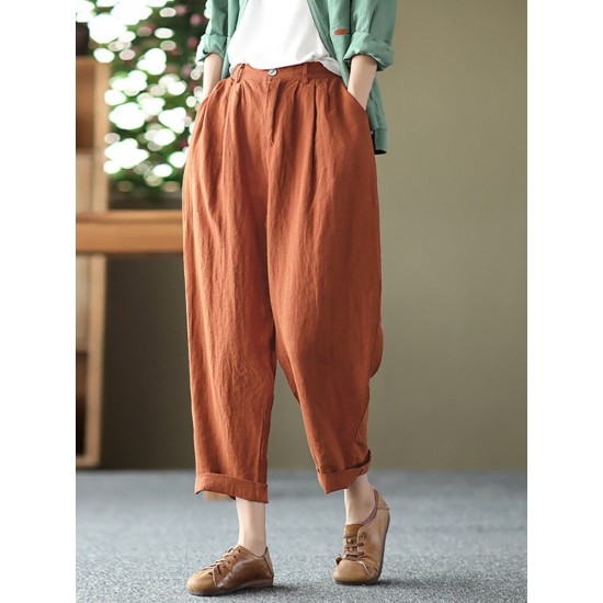 Leisure Solid Cotton Pocket Casual Cotton Pants Leisure Solid Cotton Pocket Casual Cotton Pants