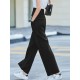 Solid Pocket Button Wide Leg High Waist Casual Pants Solid Pocket Button Wide Leg High Waist Casual Pants