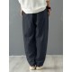 Solid Cotton Pocket Elastic Waist Casual Loose Pants Solid Cotton Pocket Elastic Waist Casual Loose Pants