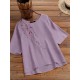 Plants Embroidered Round Neck Half Sleeve Casual Blouse Plants Embroidered Round Neck Half Sleeve Casual Blouse