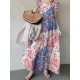 Leisure Calico Ruffle V Neck Maxi Dress Leisure Calico Ruffle V Neck Maxi Dress