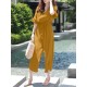 Solid Belt Pocket Button Ruffle Sleeve V neck Jumpsuit Solid Belt Pocket Button Ruffle Sleeve V neck Jumpsuit