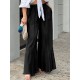 Leisure Solid Ruffle Wide Leg Pocket Pants Leisure Solid Ruffle Wide Leg Pocket Pants