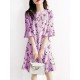 Flower Print Bell Sleeve Crew Neck Keyhole Back Dress Flower Print Bell Sleeve Crew Neck Keyhole Back Dress