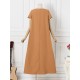 Solid Lettuce Edge V neck Short Sleeve Swing Maxi Dress Solid Lettuce Edge V neck Short Sleeve Swing Maxi Dress