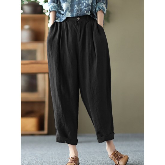 Leisure Solid Cotton Pocket Casual Cotton Pants Leisure Solid Cotton Pocket Casual Cotton Pants