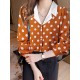 Polka Dot Contrast Color Lapel Button Long Sleeve Casual Shirt Polka Dot Contrast Color Lapel Button Long Sleeve Casual Shirt