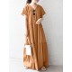 Solid Lettuce Edge V neck Short Sleeve Swing Maxi Dress Solid Lettuce Edge V neck Short Sleeve Swing Maxi Dress