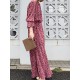 Geo Print Long Sleeve Slit Side Crew Neck Maxi Dress Geo Print Long Sleeve Slit Side Crew Neck Maxi Dress