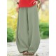 Solid Pocket Elastic Waist Cotton Casual Pants Solid Pocket Elastic Waist Cotton Casual Pants
