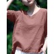 Solid Half Sleeve Crew Neck Casual Women Blouse Solid Half Sleeve Crew Neck Casual Women Blouse