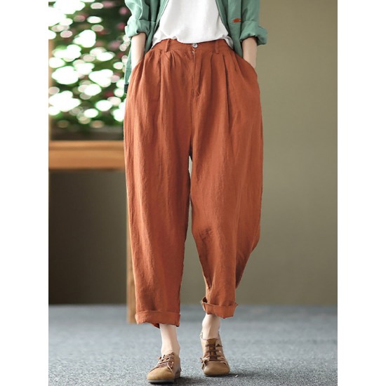 Leisure Solid Cotton Pocket Casual Cotton Pants Leisure Solid Cotton Pocket Casual Cotton Pants