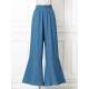 Leisure Solid Ruffle Wide Leg Pocket Pants Leisure Solid Ruffle Wide Leg Pocket Pants
