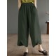 Solid Asymmetrical Hem Pocket Wide Leg Crop Pants Solid Asymmetrical Hem Pocket Wide Leg Crop Pants