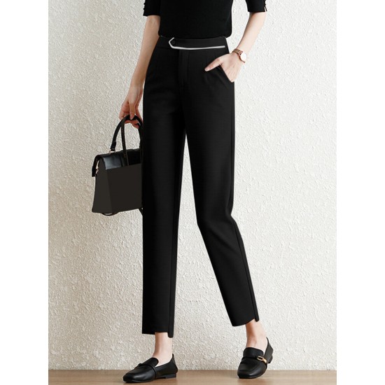 Contrast Pocket Step Hem Tailored Pants For Women Contrast Pocket Step Hem Tailored Pants For Women