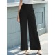 Solid Pocket Button Wide Leg High Waist Casual Pants Solid Pocket Button Wide Leg High Waist Casual Pants