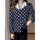 Polka Dot Contrast Color Lapel Button Long Sleeve Casual Shirt Polka Dot Contrast Color Lapel Button Long Sleeve Casual Shirt