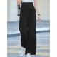 Solid Pocket Button Wide Leg High Waist Casual Pants Solid Pocket Button Wide Leg High Waist Casual Pants