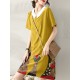 Cartoon Cat Print Contrast Peter Pan Collar Short Sleeve Dress Cartoon Cat Print Contrast Peter Pan Collar Short Sleeve Dress