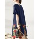 Cartoon Cat Print Contrast Peter Pan Collar Short Sleeve Dress Cartoon Cat Print Contrast Peter Pan Collar Short Sleeve Dress