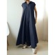 Solid Button Lapel Ruched Short Sleeve Maxi Shirt Dress Solid Button Lapel Ruched Short Sleeve Maxi Shirt Dress