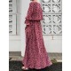 Geo Print Long Sleeve Slit Side Crew Neck Maxi Dress Geo Print Long Sleeve Slit Side Crew Neck Maxi Dress