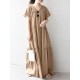 Solid Lettuce Edge V neck Short Sleeve Swing Maxi Dress Solid Lettuce Edge V neck Short Sleeve Swing Maxi Dress