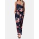 Flower Print Drawstring Pocket Strap Jumpsuit For Women Flower Print Drawstring Pocket Strap Jumpsuit For Women